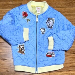 Beauty & The Beast Belle Kids Light Blue Quilted Puffer Jacket